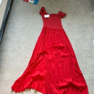 NWT Red Maxi Dress off the shoulder